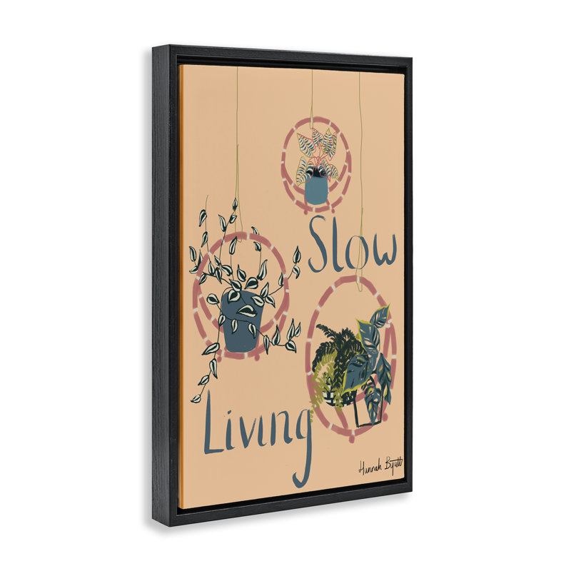 Toile flottante encadrée «Slow Living & Plants» par Hannah Byatt, H 25 po x l 17 po, Cadre flottant noir de jais