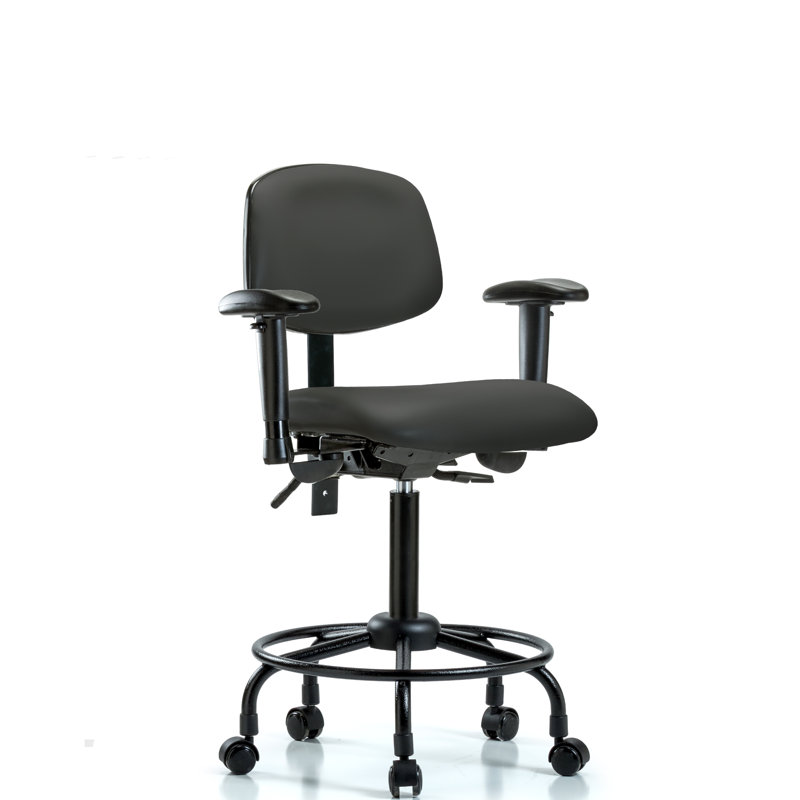 Otis Vinyl Drafting Chair, Casters, Charcoal, Included
