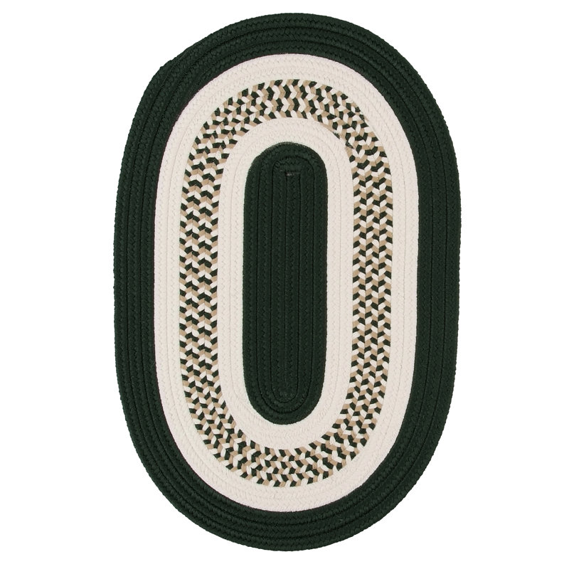 Tapis intérieur / extérieur vert foncé tressé à la main Bloxom, Ovale 11 pi x 14 pi