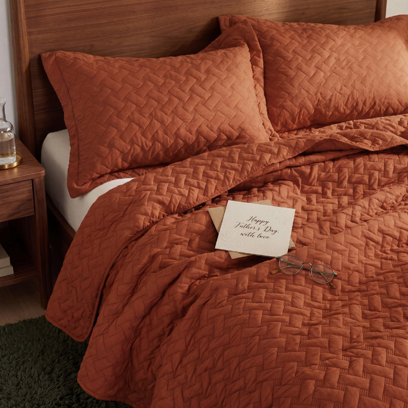 Quilts Lightweight Bedspreads with Basket Weave Pattern, Soft Quilt Bedding Set, Hazel Comforter Set Coverlet, Natural