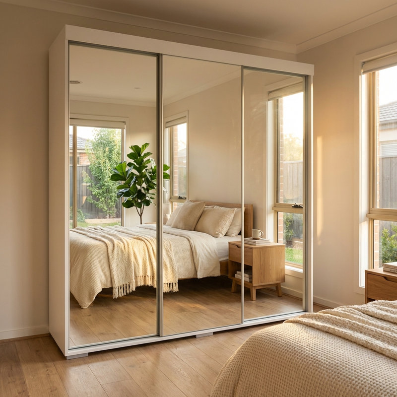 Armoire blanche 71 "avec miroir Aria, Blanc