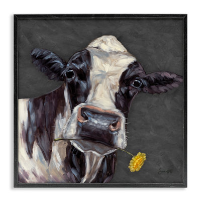 «Vache avec marguerite jaune» par Stupell Industries