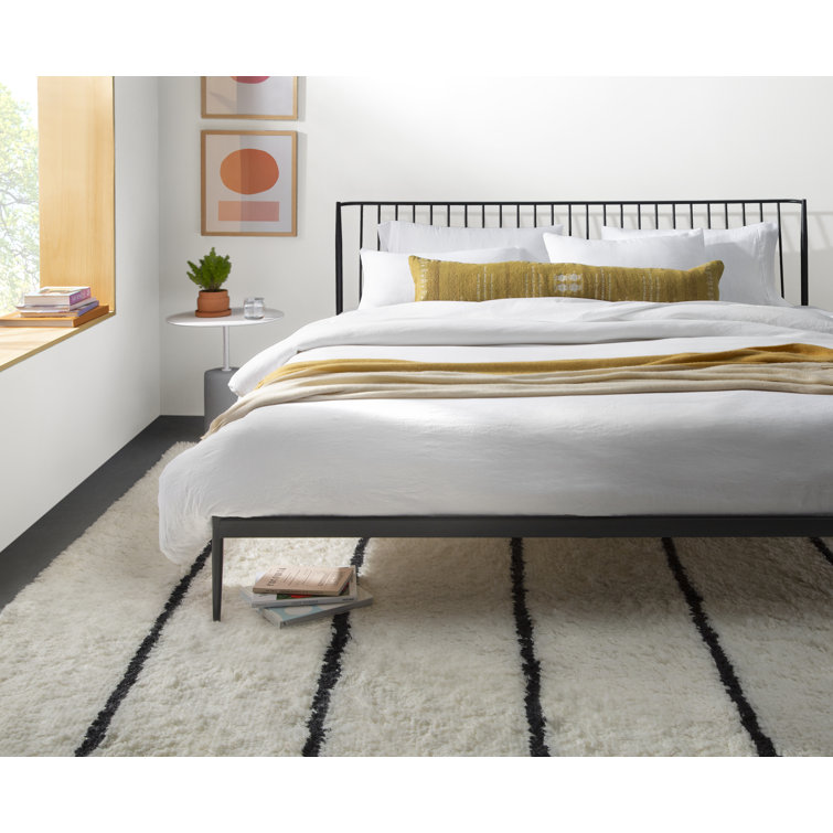Mayer Striped Hand Knotted Wool Ivory/Black Area Rug