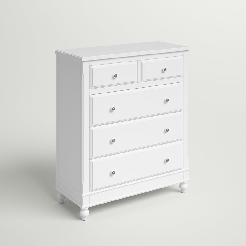 Commode 5 tiroirs Adriel, Blanc
