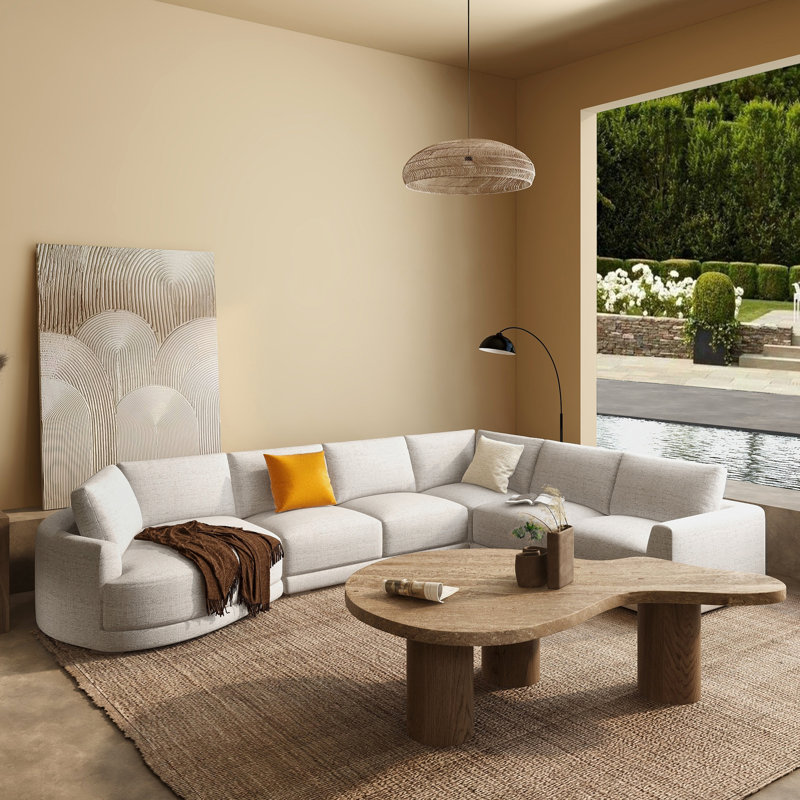 Canapé modulaire 4 pièces Taren, Beige crème, Accoudoir à gauche (vu de face)