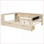 Lit plateforme pleine grandeur en bois de pin avec station de charge et amp; Tête de lit tapissier, crème, aucun sommier nécessaire-1218770532