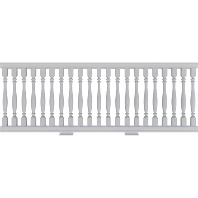 Endurathane 500 Series Amy Unassembled Balustrade Railing Kit, 28" Overall Height x 9'L. Kit includes (21) 2 1/2"W x 20"H Amy Balusters, (1) 108"L Top Rail, (1) 108"L Bottom Rail, (2) Rail Installation Kits & 2 Support Blocks
