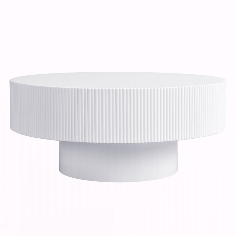 Elegant Easy Assembly Round Coffee Table, 13.7" H x 31.5" L x 31.5" W, White