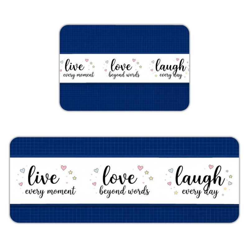 Ensemble de 2 tapis de sol en flanelle « Vivre, aimer, rire »