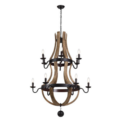 Lustre empire en bois 2 lumières Caudillo