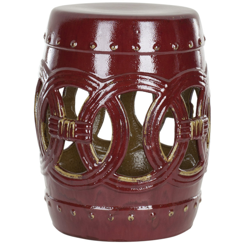 Tabouret de jardin en céramique Bartlesville, Rouge Abby