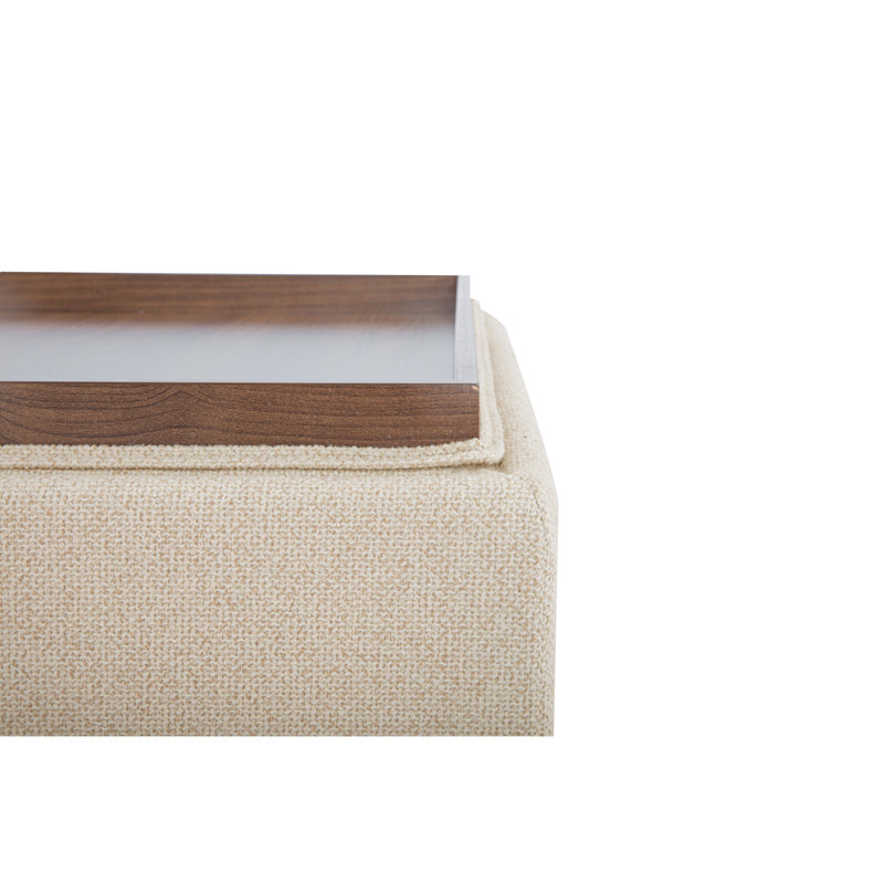 Montana Square Ottoman, White Polyester