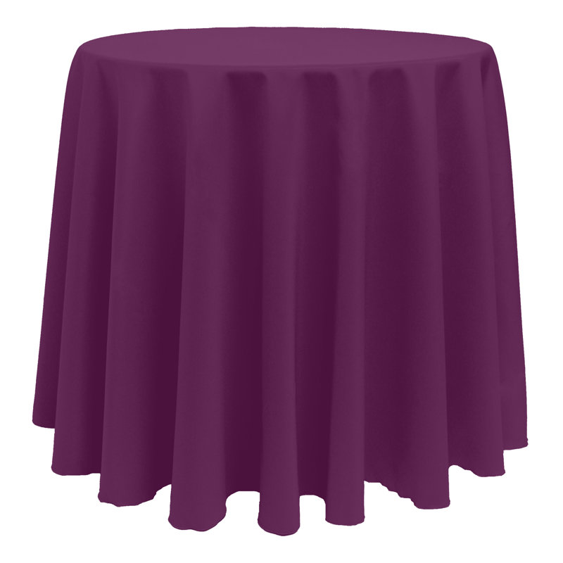 Solid Color Round Tablecloth, 10, Aubergine