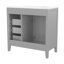 Ensemble de meuble-lavabo moderne gris avec lavabo en céramique, structure en bois massif pour une salle de bain élégante