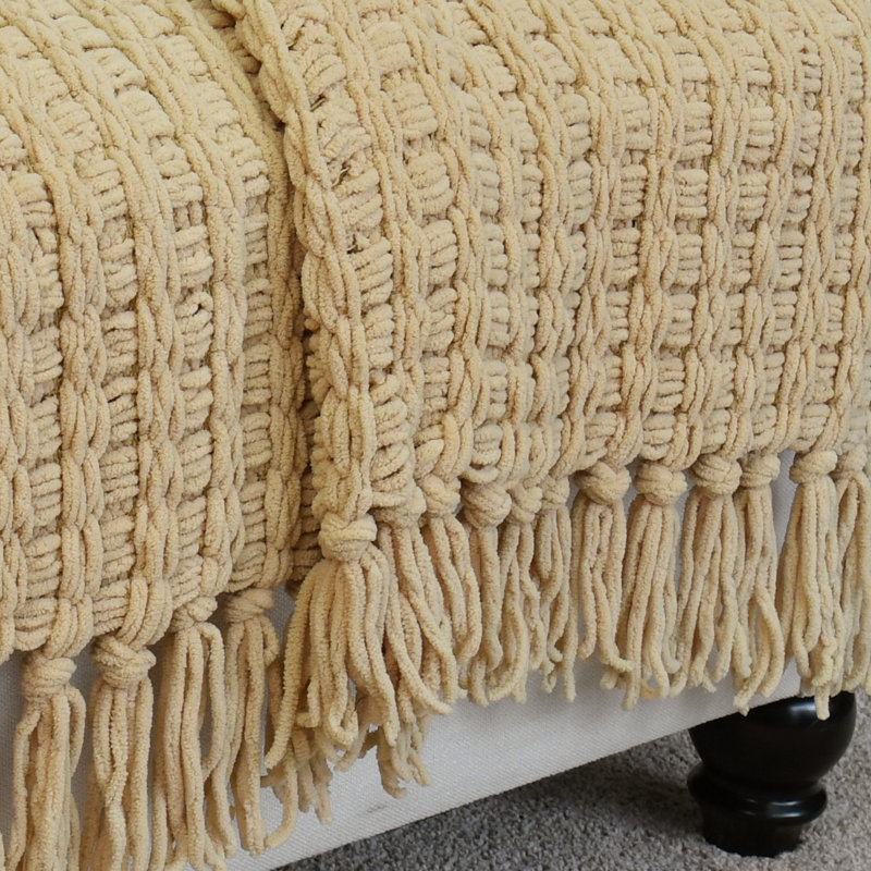Throw Blanket, Light Camel, 152.4cm x 203.2cm