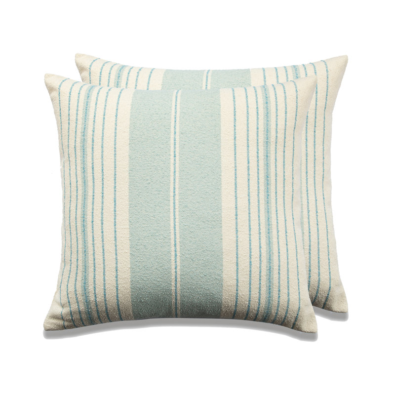 French Stripe Striped Cotton Blend Pillow Cover, Sea Blue