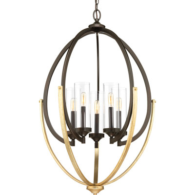 Lustre géométrique à 5 lumières de style bougie Zaleski