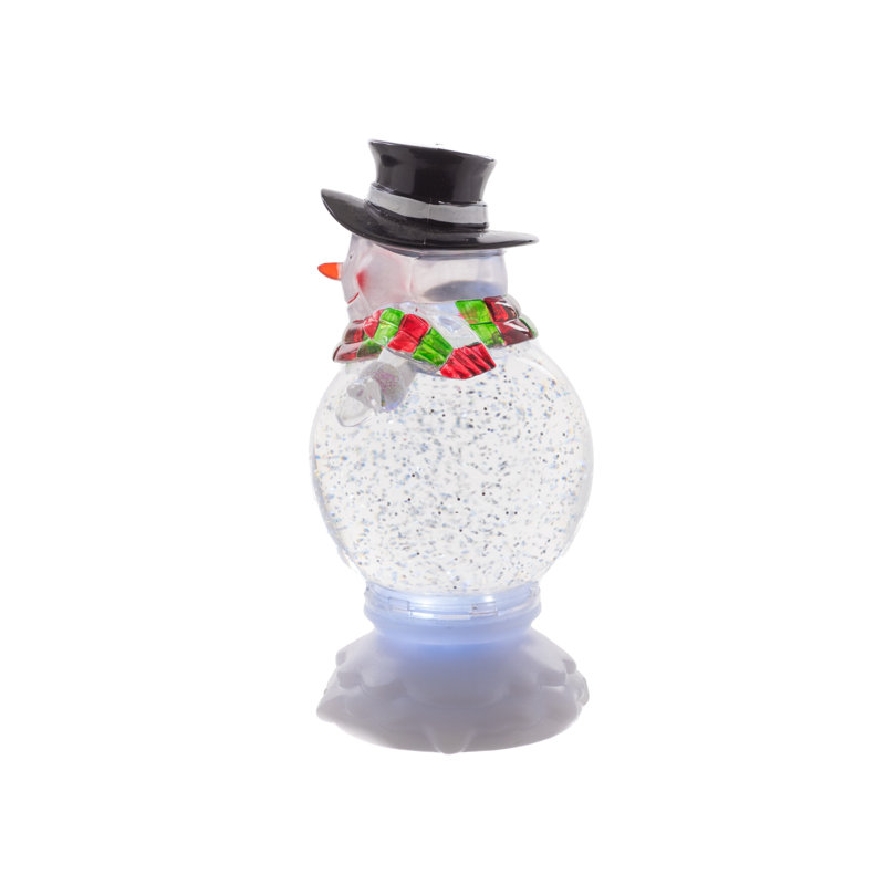 Boule à neige bleue en plastique à DEL bonhomme de neige