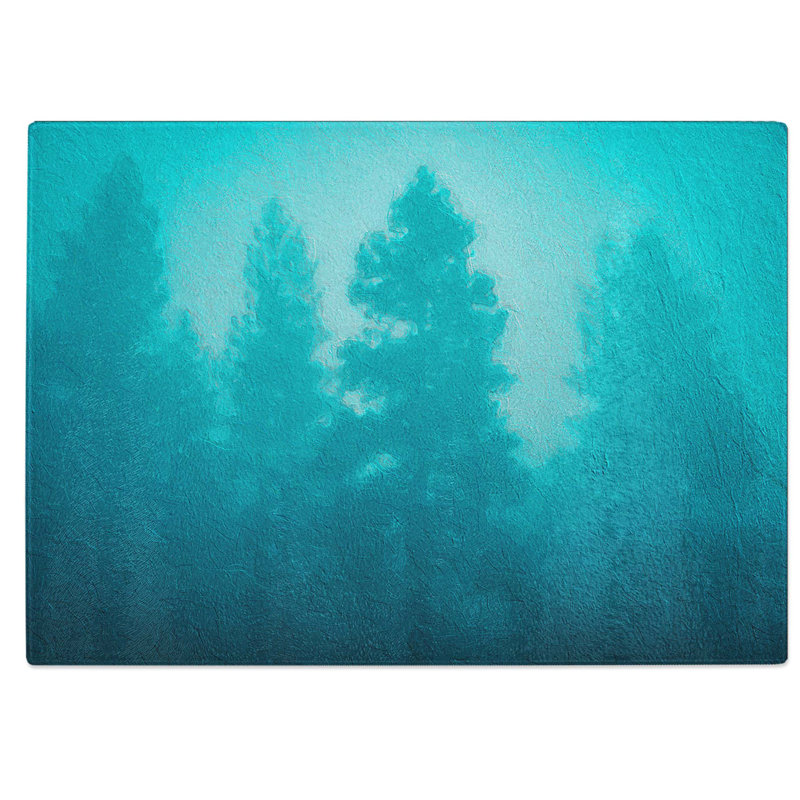 Tempered Glass Teal Blue Forest in Abstract Chopping Board, 39 cm W x 28.5 cm L