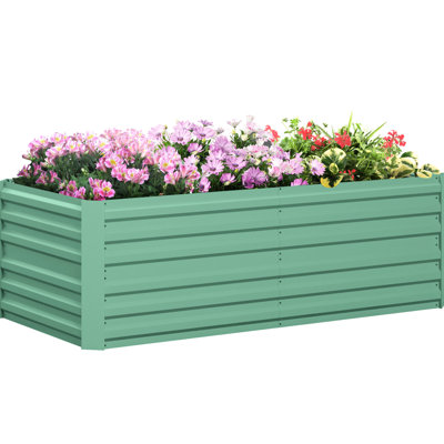 Lit à légumes surélevé galvanisé - 6 pi x 3 pi 2 po, renforcé, grand, spacieux, jardin à fleurs et herbes à fond ouvert, métal stable pour les légumes, fleurs, herbes, renforcé