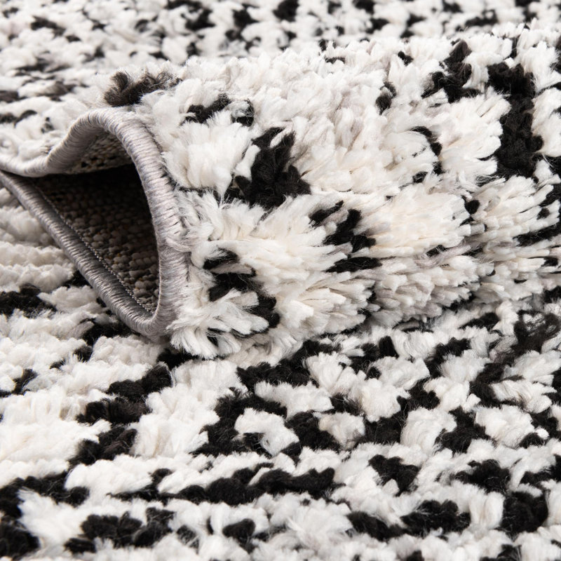 Tapis noir / blanc Penelope, Tapis de couloir 2 pi x 10 pi