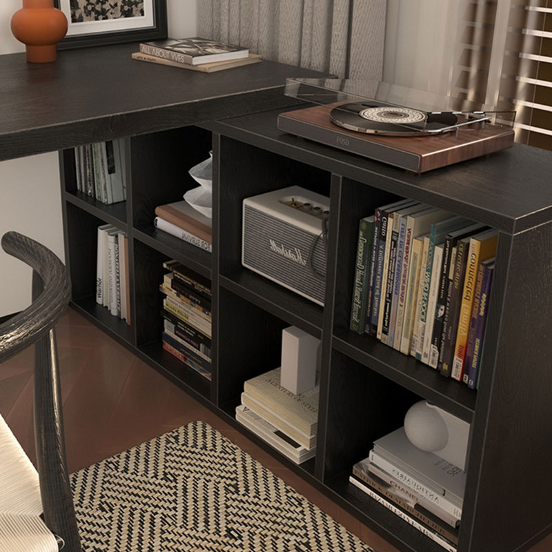 Noir + bureau rectangulaire en bois massif transparent + acrylique, H 29,53 po x l 86,61 po x P 23,62 po