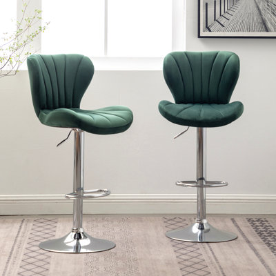 Ellston Upholstered Adjustable Swivel Barstools, Set Of 2