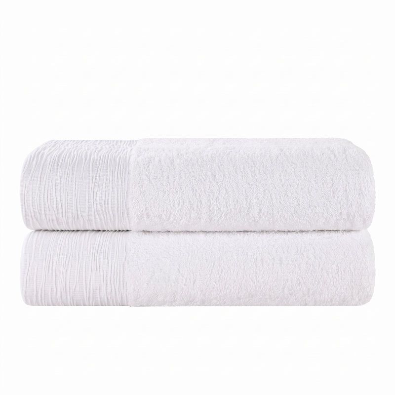 Ensemble de serviettes en rayonne de bambou et en coton mélangé hypoallergénique, Blanc, Serviettes de bain - paquet de 3