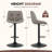 Modern Bar Stools Set Of 2, Spacious Ergonomic Double-layer Cushion Upholstered Swivel Bar Stools With Backrest, Adjustable For Kitchen Island-1962692533