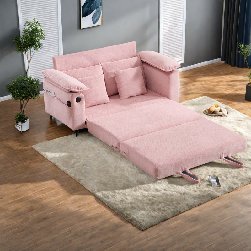 Compression Sofas 3 In 1 Chenille Sleeper, Modern Compact Home Loveseat