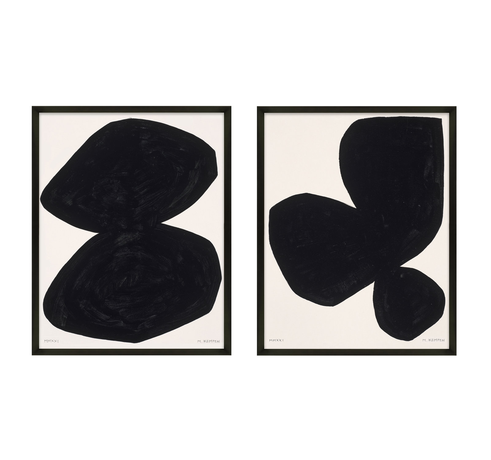 Module On White. Set Of 2 by Michael Kempen, 38" H x 30" W x 1.25" D, Black Wood