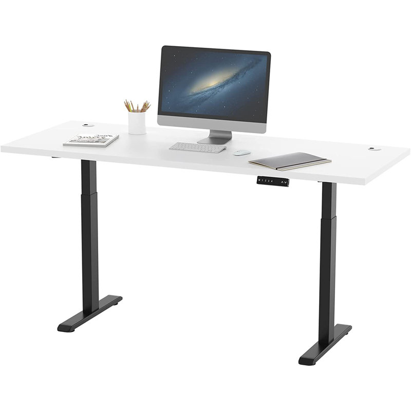 Midtown Value Height Adjustable Standing Desk, Dual Motor, 60x30, White Top with Black Frame, White/Black