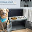 Gray Elevated Dog Feeding Bowls With Storage - For Dogs' Eating Space Modern Option Large Dogs