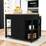 Expandable Mobile Kitchen Island Cart with Built-in Charging Station and Internal Storage