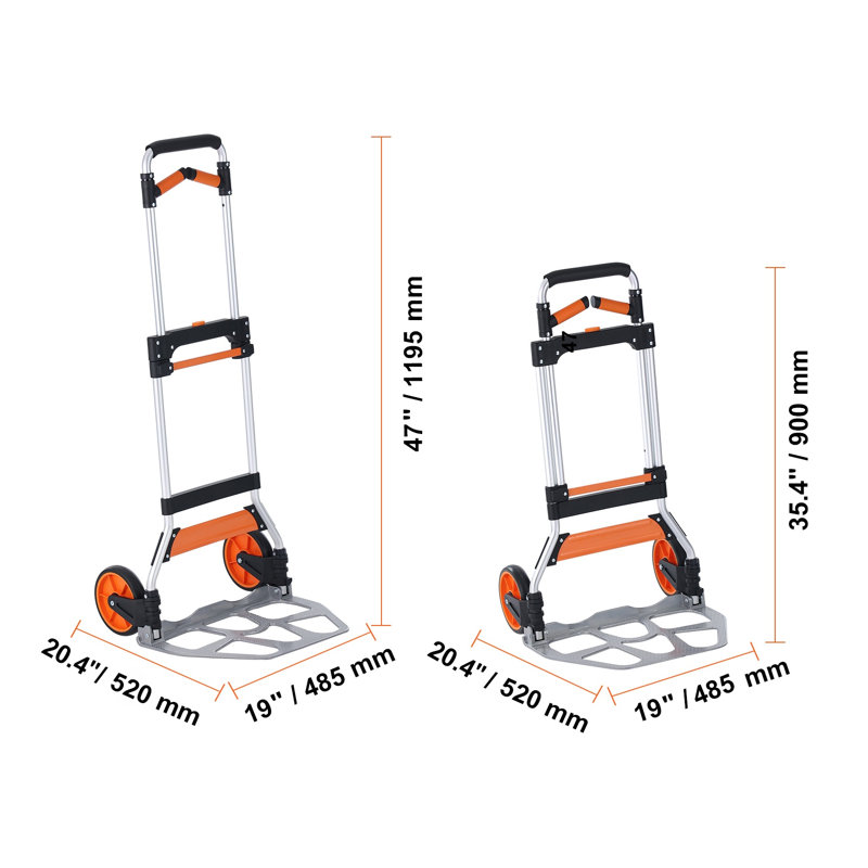 Chariot pliable, chariot à chariot en aluminium convertible d'une capacité de 309 lb avec poignée télescopique et corde élastique - Chariot de transport portatif pour entrepôt et maison