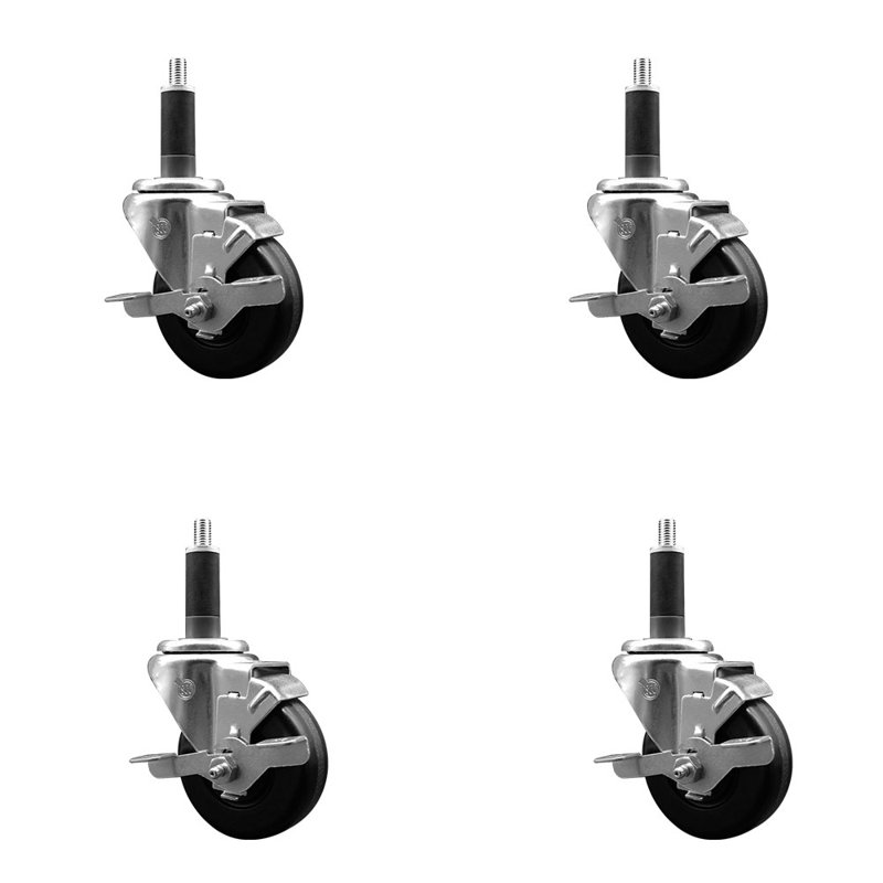 Ensemble de roulettes extensibles pivotantes 3,5 pouces SS Phenolique 1 pouce avec frein SCC