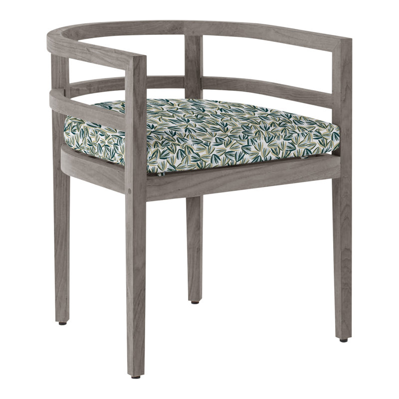 Chaise avec accoudoirs d'extérieur en teck Santa Barbara, Pas de soudure, Perigold ‑ vert-de-gris Palmetto, Teck huître