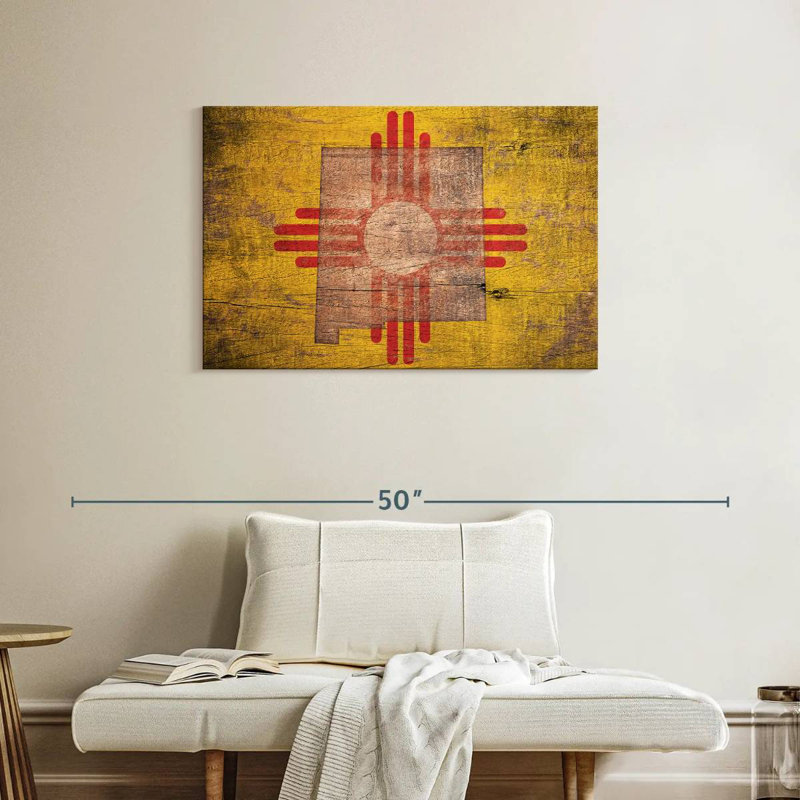 Borges State Map Over New Mexico Flag, 24" H x 36" W