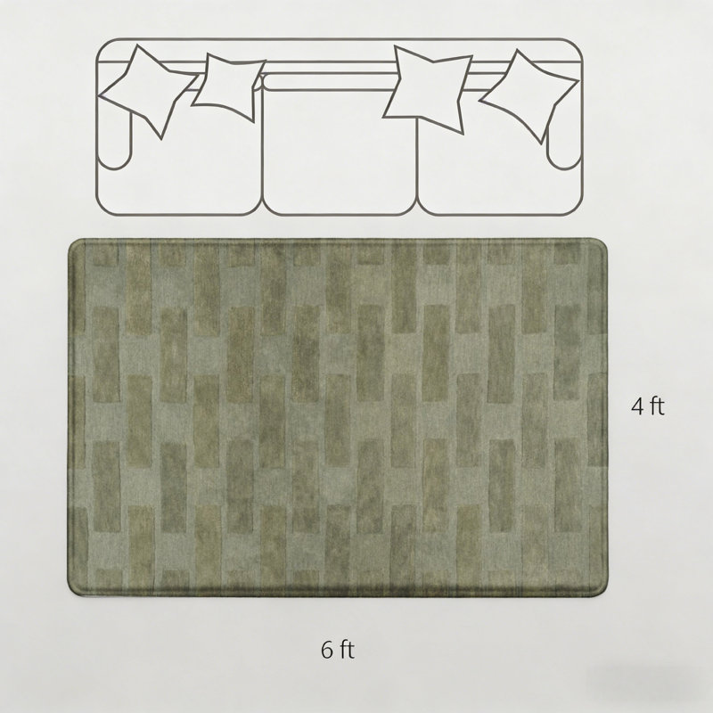 Tapis de sol absorbant en flanelle douce à motif de brique verte à motif de briques vertes pour la chambre à coucher et le salon