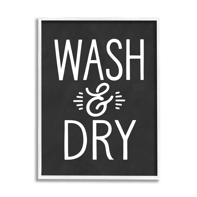 «Wash And Dry», phrase de nettoyage rétro, H 20 po x l 16 po, Giclée encadrée blanc bord de mer