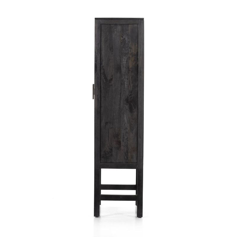 Caprice Solid Wood Accent Cabinet, Washed Black/Natural Mango