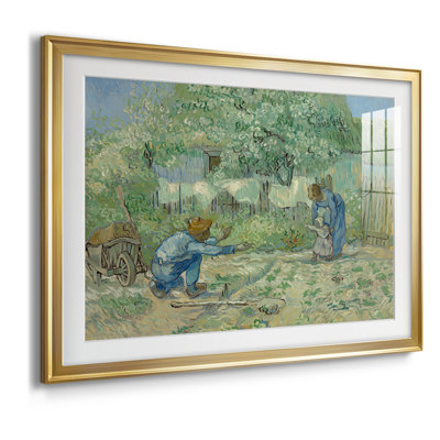 First Steps, after Millet-Vincent van Gogh-Framed Print with Mat and glass-1890
