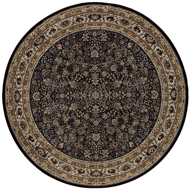Tapis noir / ivoire Shelburne, Rond 6 pi