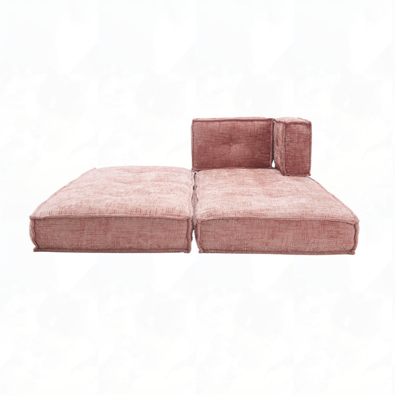 Carrow Modern Compression Chenille Upholstered Boneless Convertible Sofa Bed with Space-Saving Design, Pink