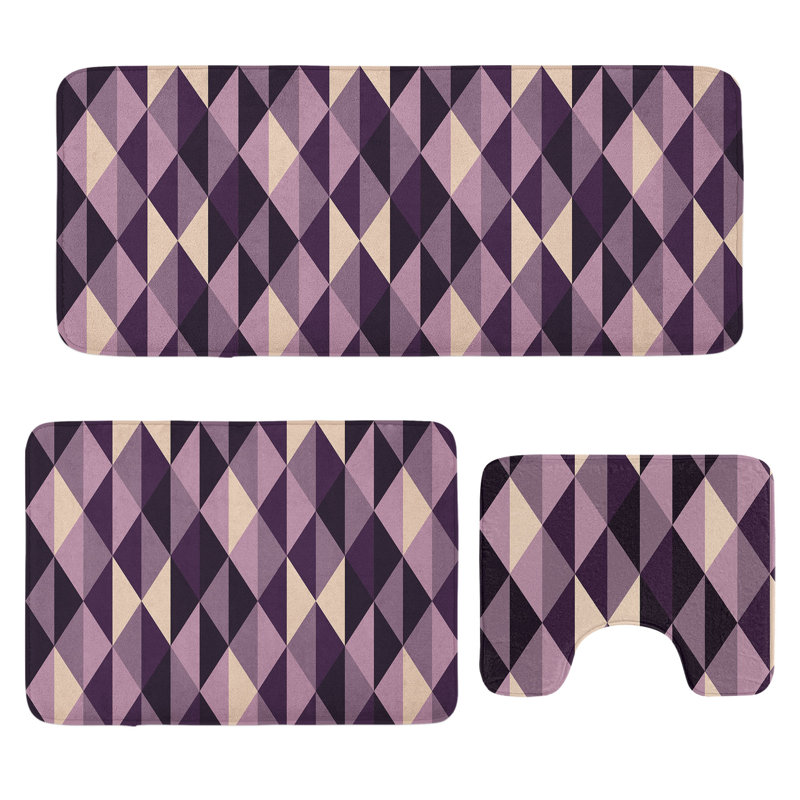  Ensemble de tapis géométriques pour salle de bain 3 pièces