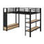 Structure de lit mezzanine avec garde-robe, lit mezzanine en métal avec tablettes de rangement et panneau perforé