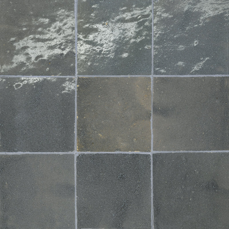 Zagora 4" x 4" Glossy Zellige Field Tile, Chacoal