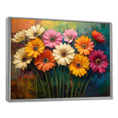 «Multicolor Garden Daisies Collage III - Daisies», reproduction d'art murale