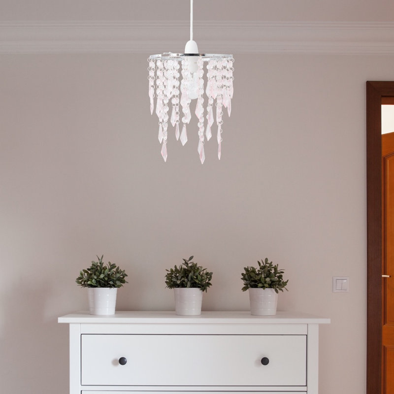 26cm H Plastic Novelty Pendant Shade ( Uno ), Chrome/Pink