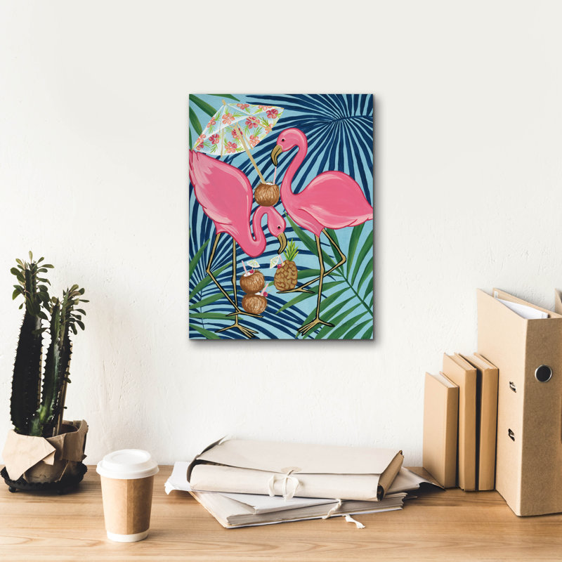 Art mural sur toile Epic Graffiti «Flamingo Happy Hour 1» par Yvette St. Amant, H 16 po x l 12 po x P 0,75 po